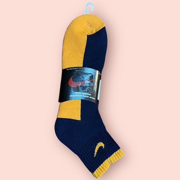 NIKE Quarter Ankle Mens Socks (Blue / Yellow) - Picture 1 of 2